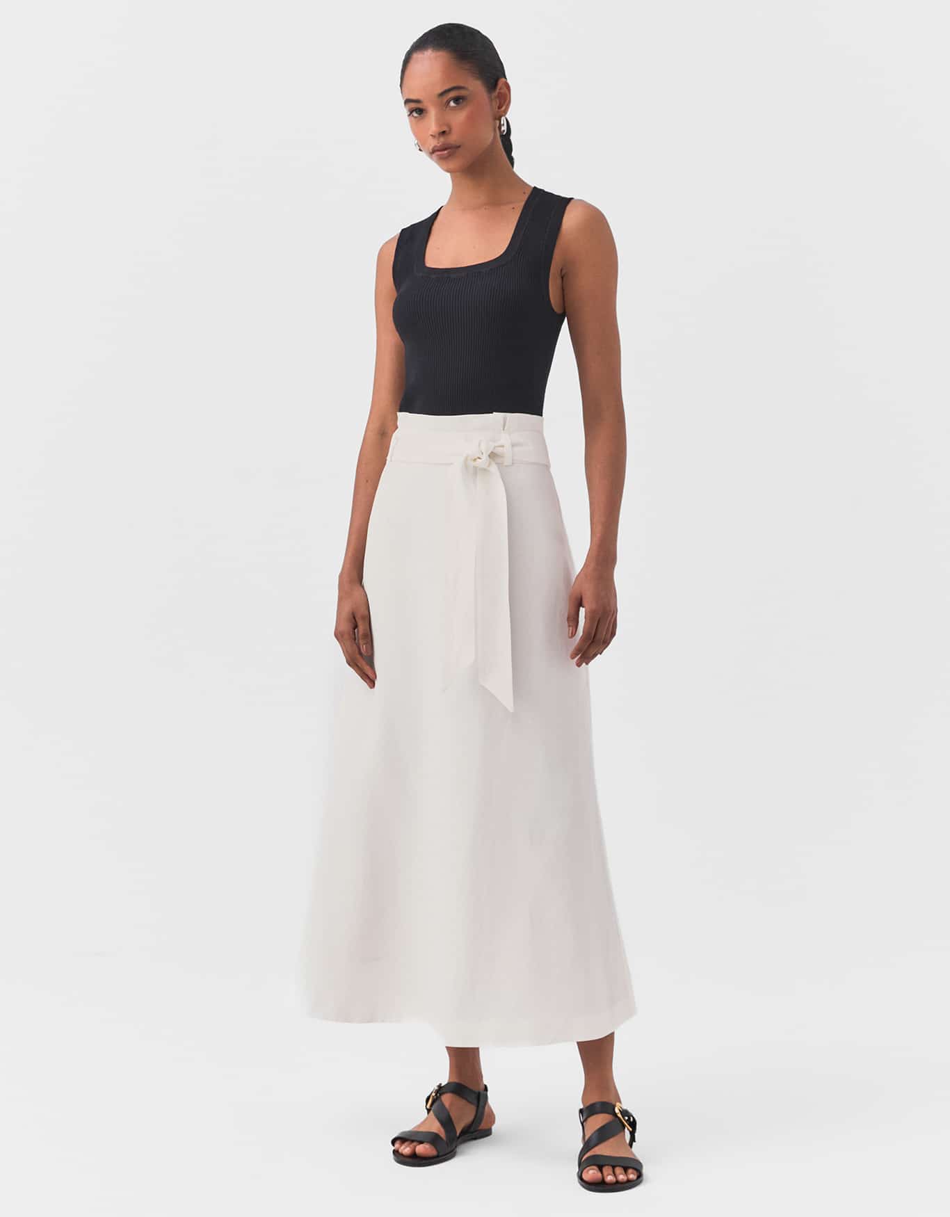 Saia Evasê Midi Pespontos