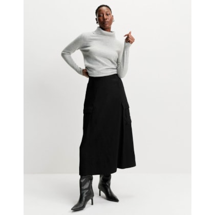 Saia Evasê Utilitária Preto