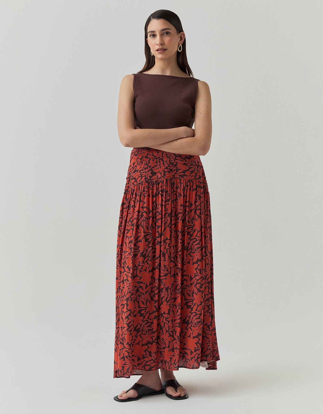 Saia Floral Laranja