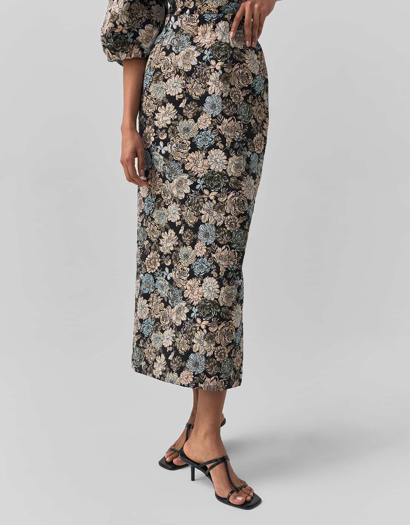 Saia Flores Leves Jacquard