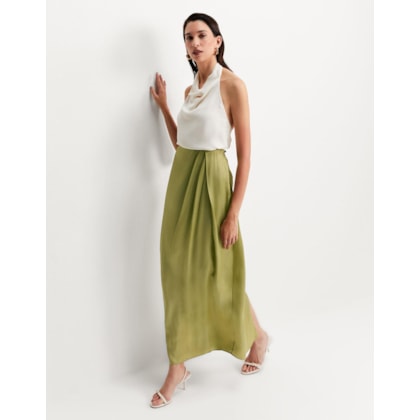 Saia Midi Com Pregas