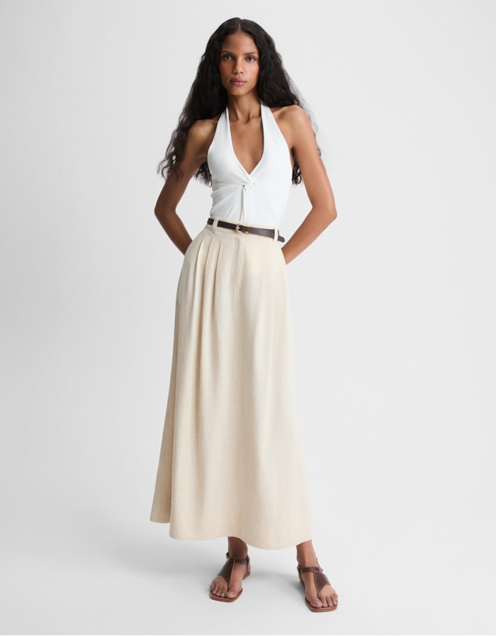 Shoulder — Saia Midi Evasê Pregas