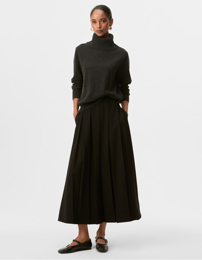 Shoulder — Saia Midi Evasê Pregas
