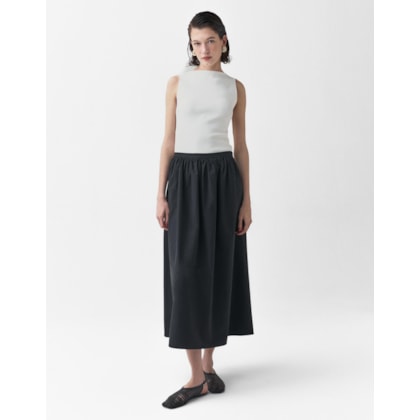 Saia Midi Evasê Preta