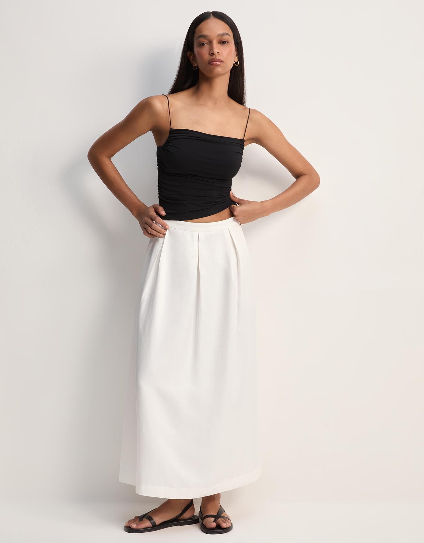 Saia Midi Pregas Off White