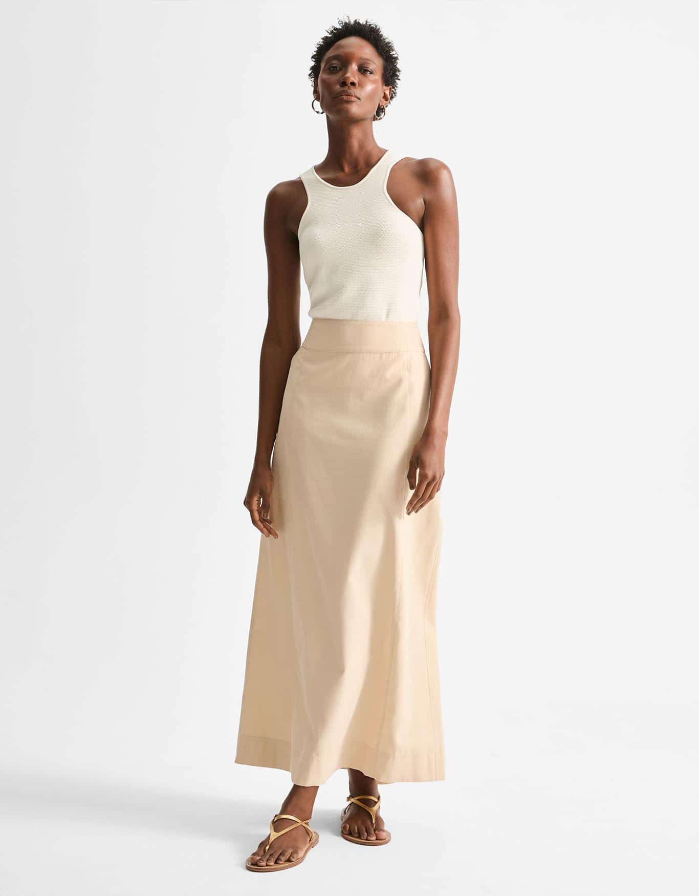 Saia Midi Reta Pespontada