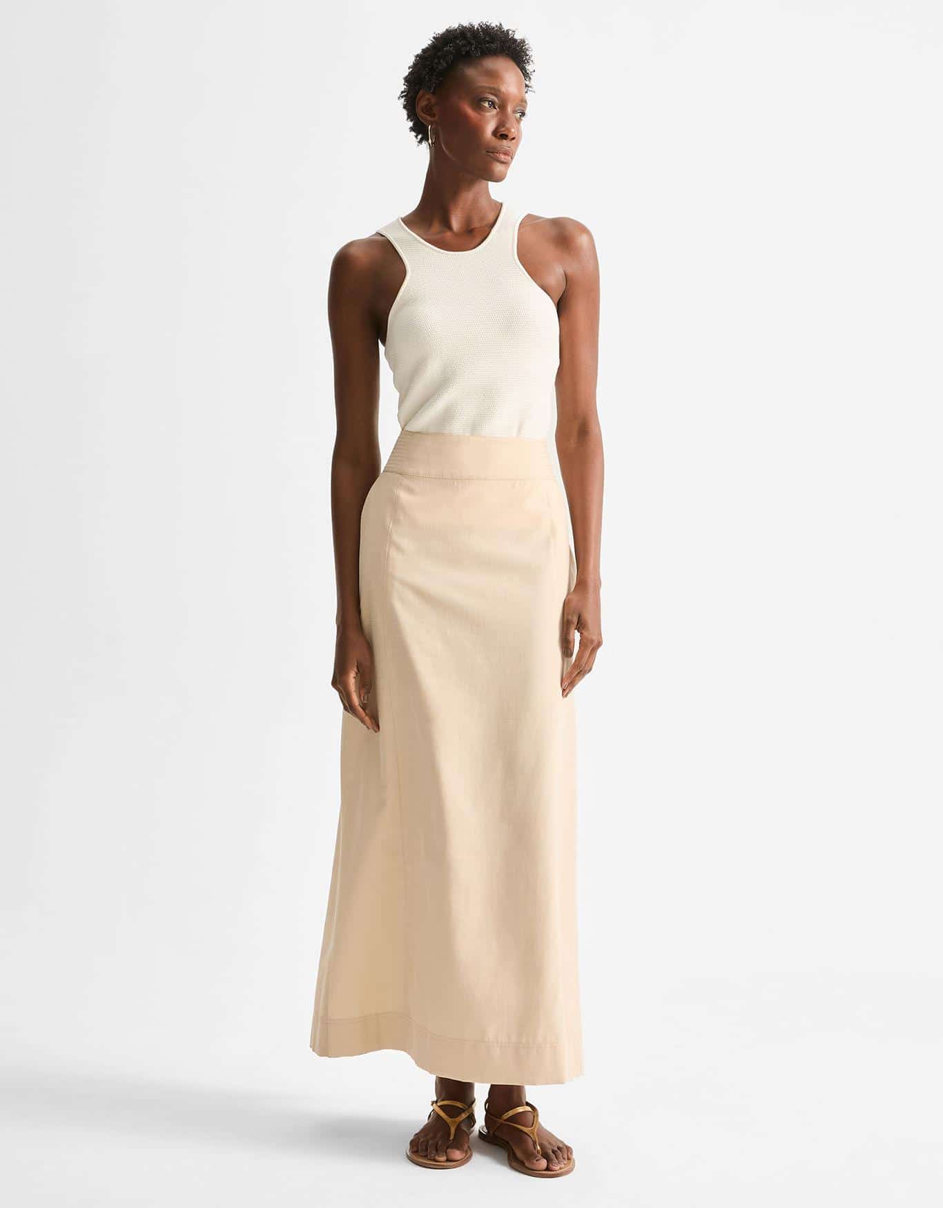 Saia Midi Reta Pespontada