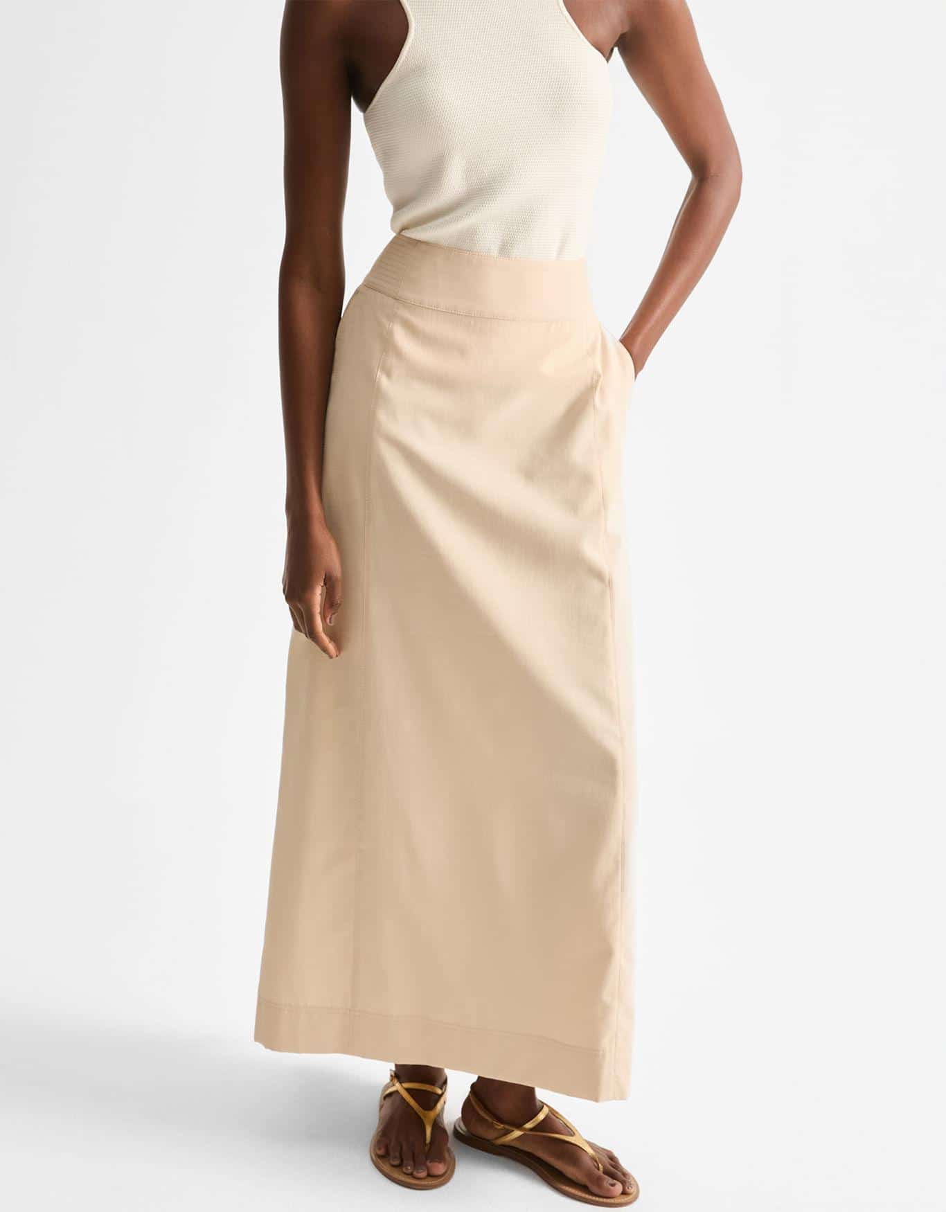 Saia Midi Reta Pespontada