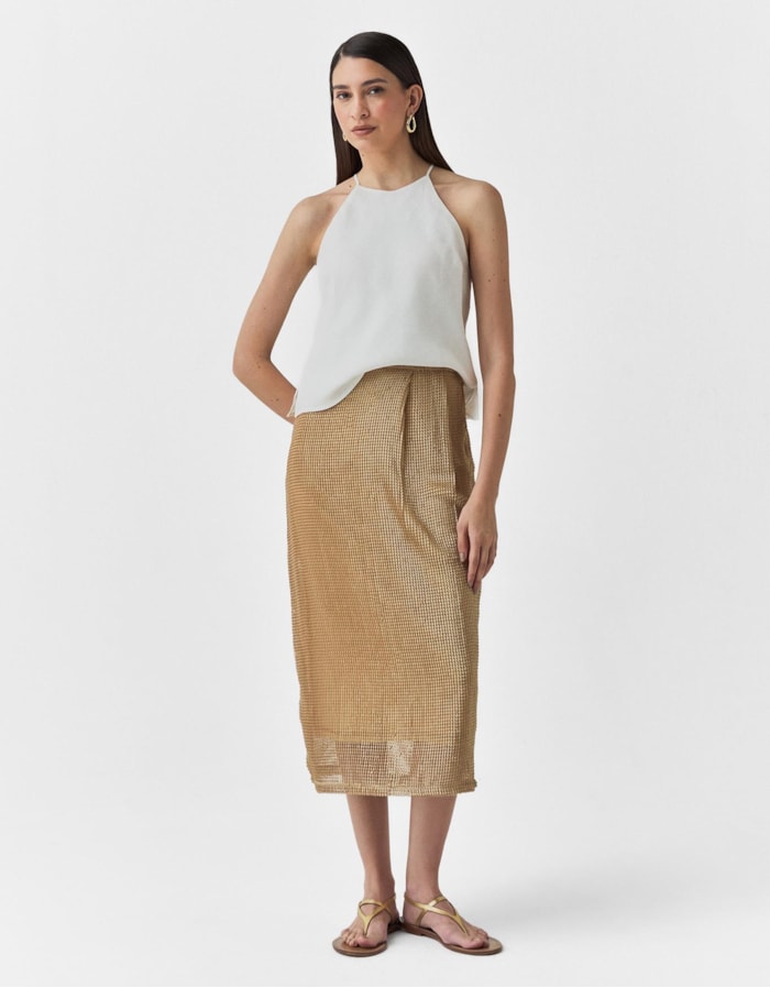 Saia Pregas Malha Desagulhada