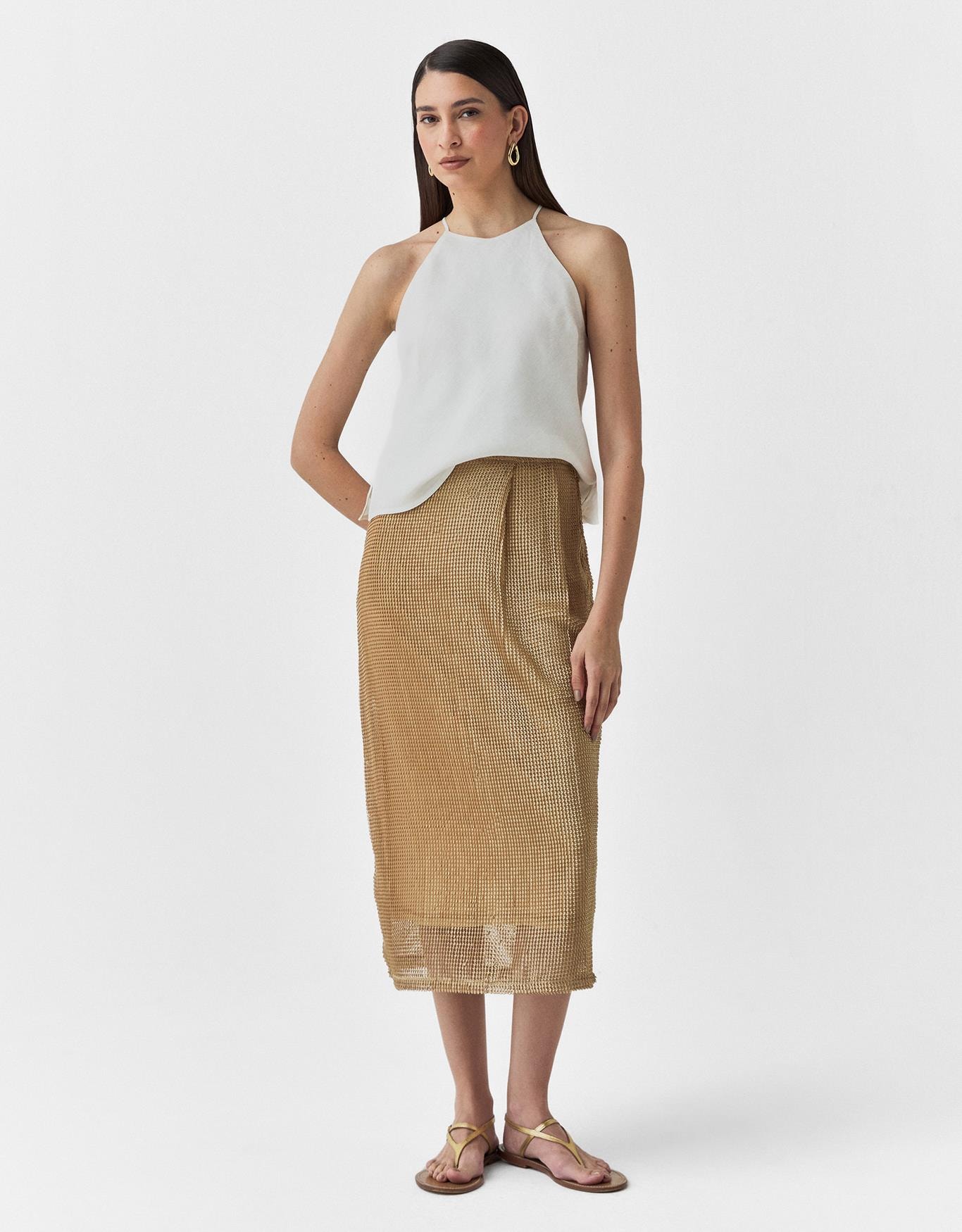 Saia Pregas Malha Desagulhada