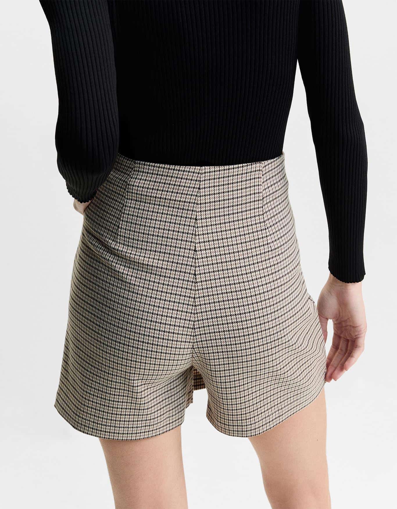Saia-Shorts Pied De Poule Xadrez