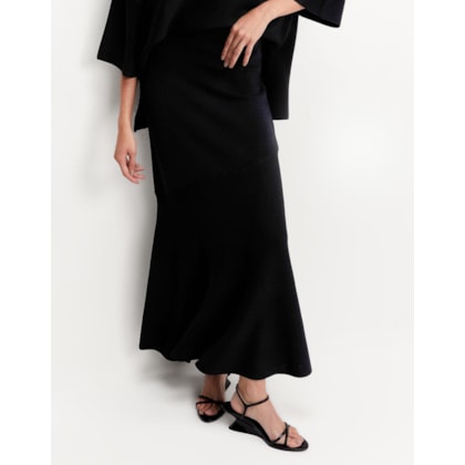 Saia Tricot Recorte Assimétrico