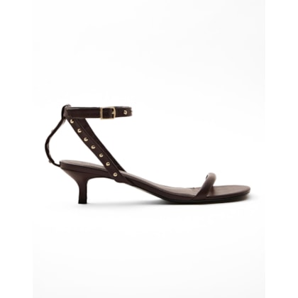 Sandália Couro Metalizada Café