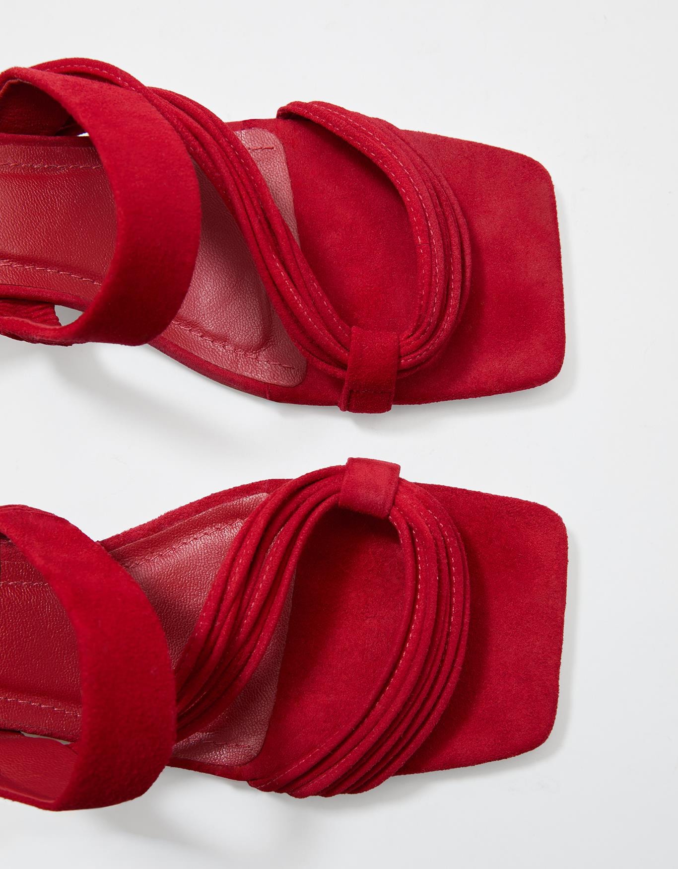 Sandália Salto Médio Vermelho Tiras