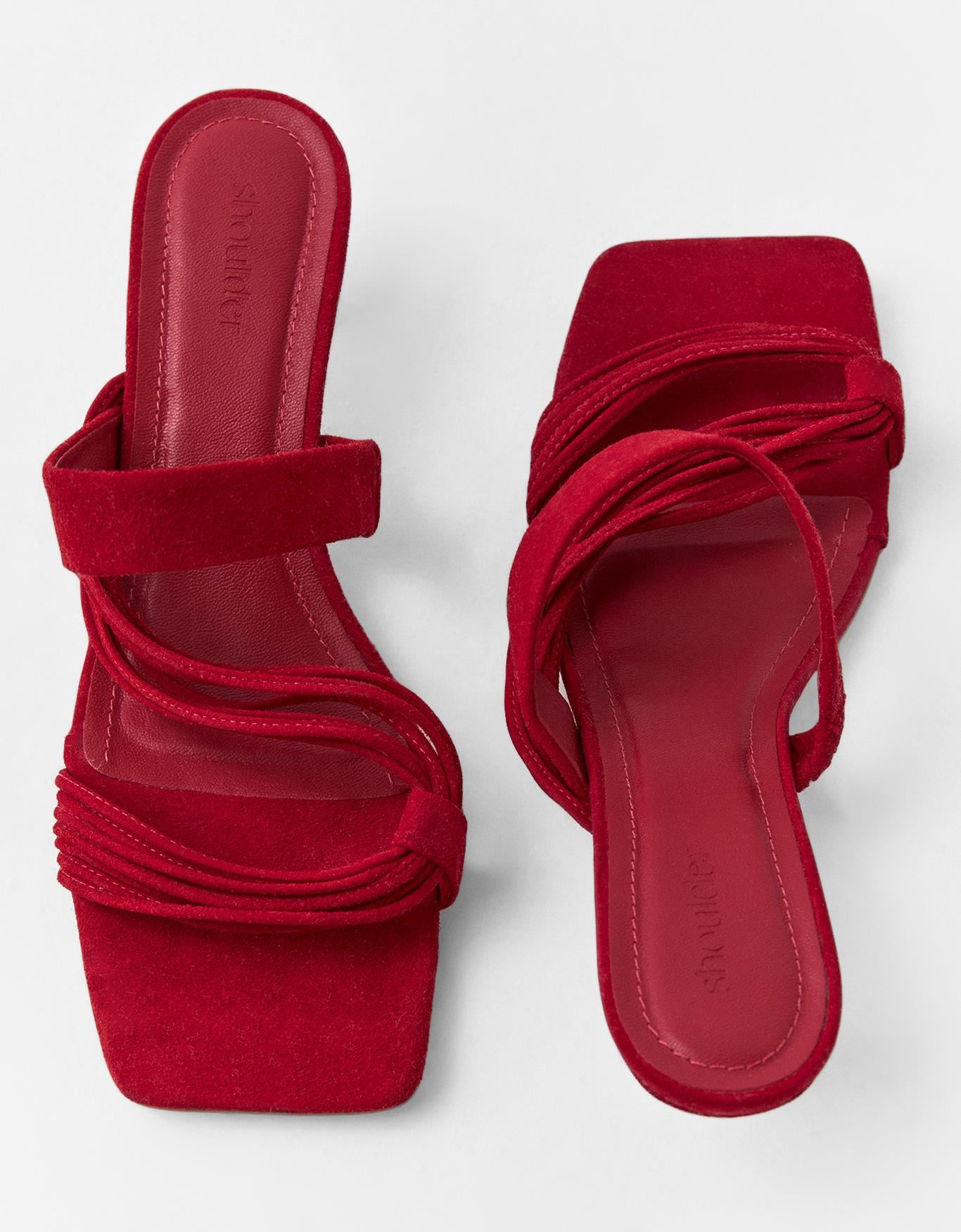 Sandália Salto Médio Vermelho Tiras