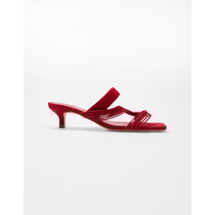 Sandália Salto Médio Vermelho Tiras