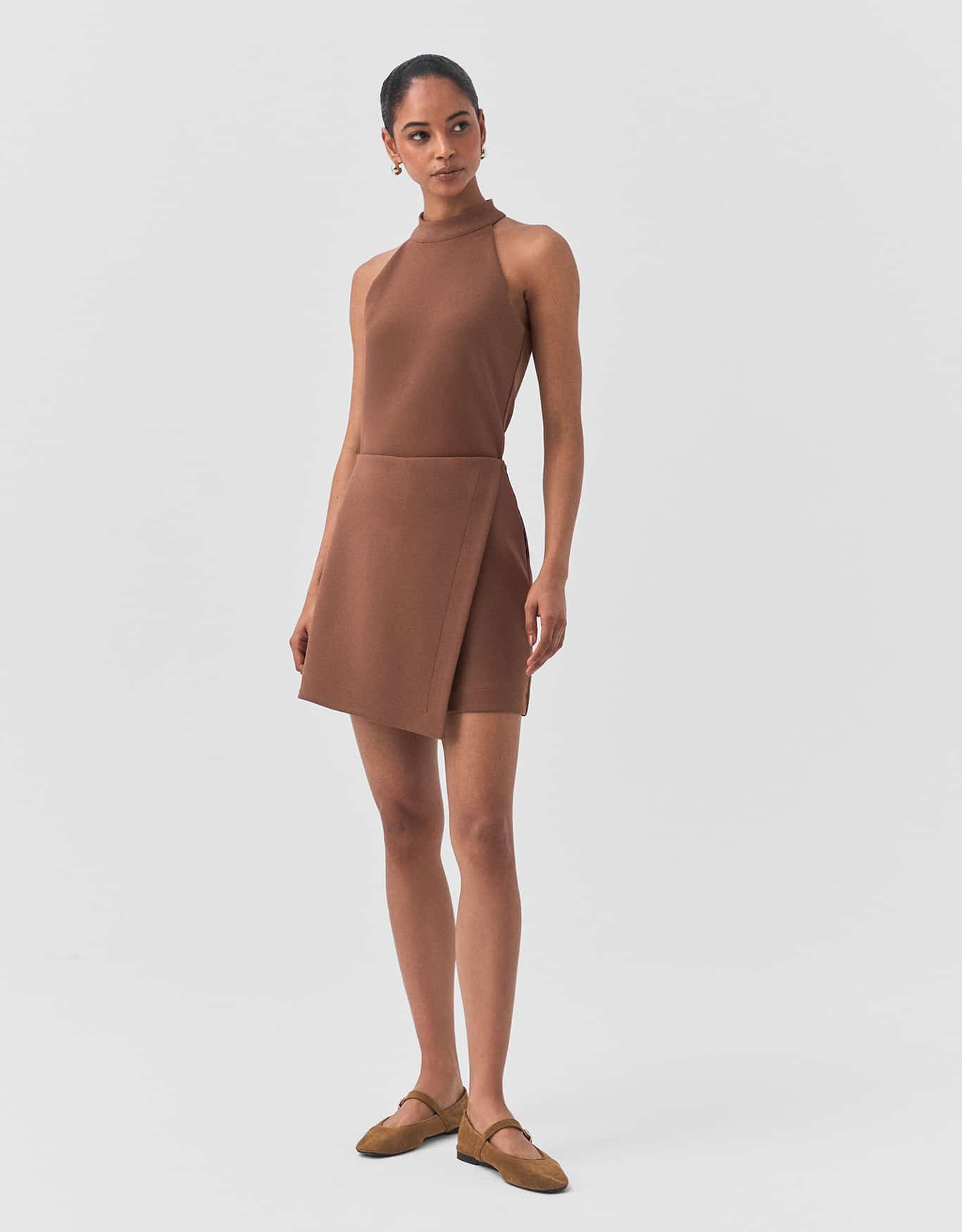 Short-Saia 360 Crepe Camel