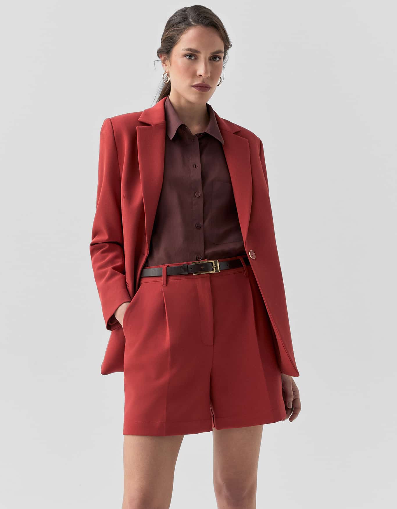 Shorts Alfaiataria Vermelho