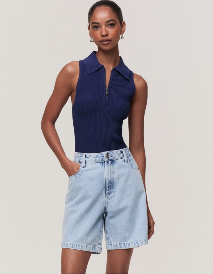 Shoulder — Shorts Jeans Claro Pesponto