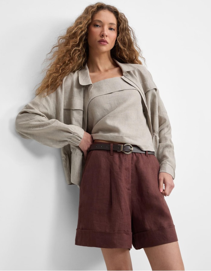 Shoulder — Shorts Linho Café