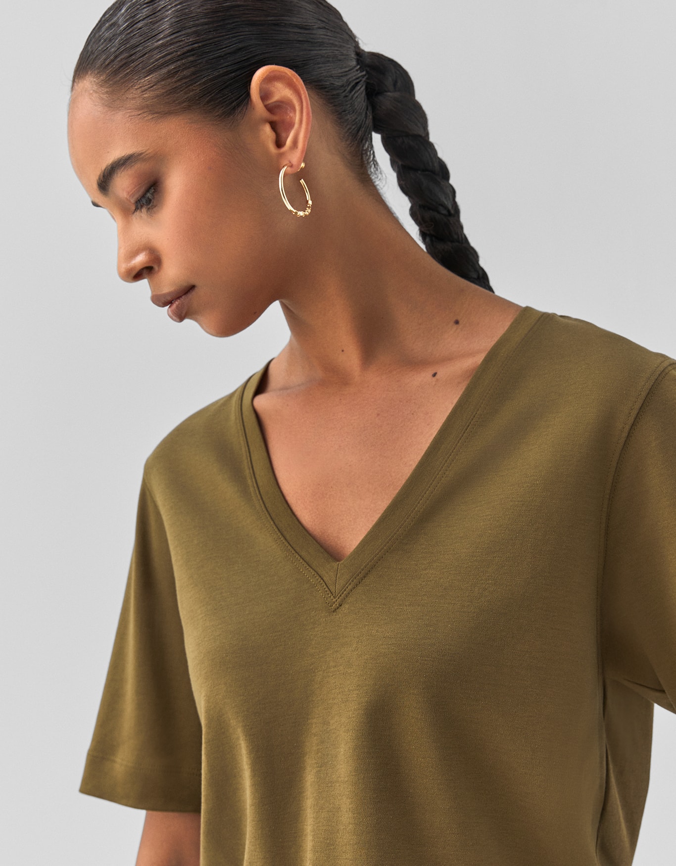 T-Shirt Algodão Pima Decote V