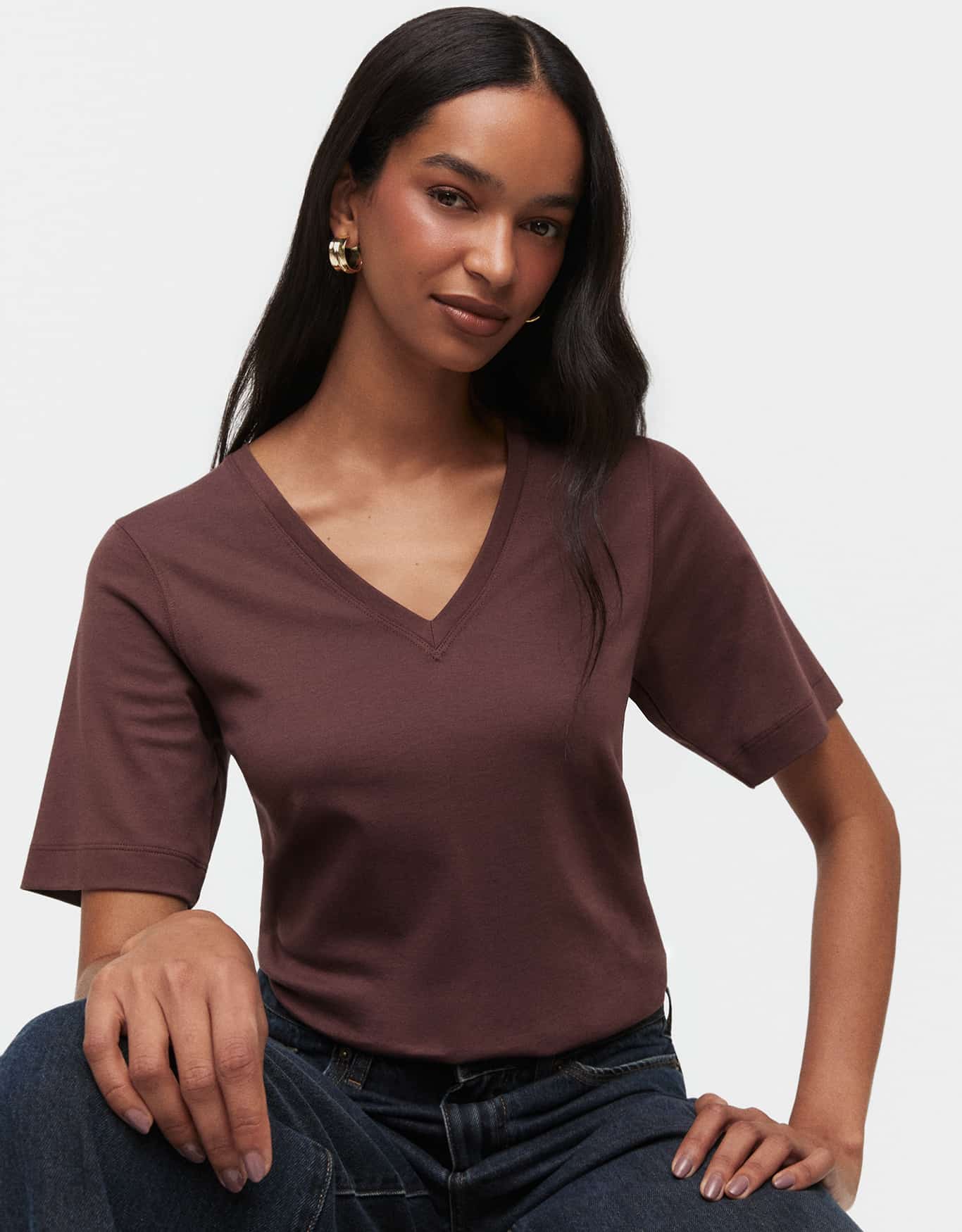 T-Shirt Algodão Pima Decote v