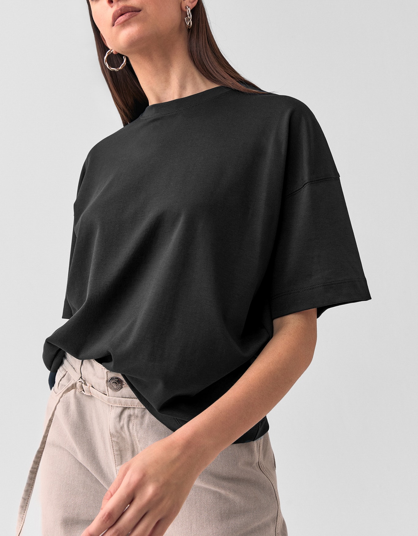 T-Shirt Boxy Algodão Pima Preta