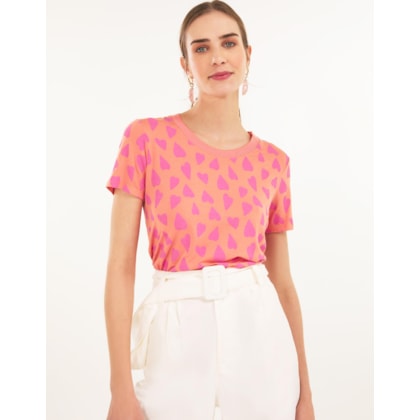 T-Shirt Estampada Coracoes