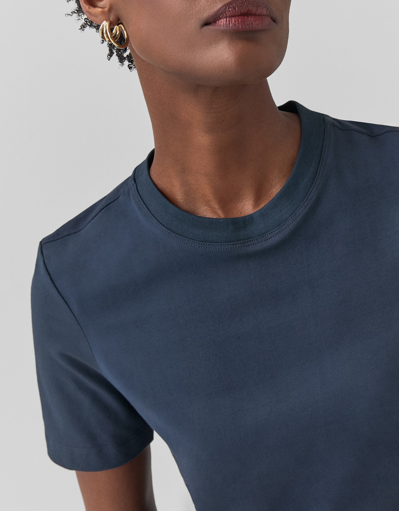 T-Shirt Fit Algodão Azul