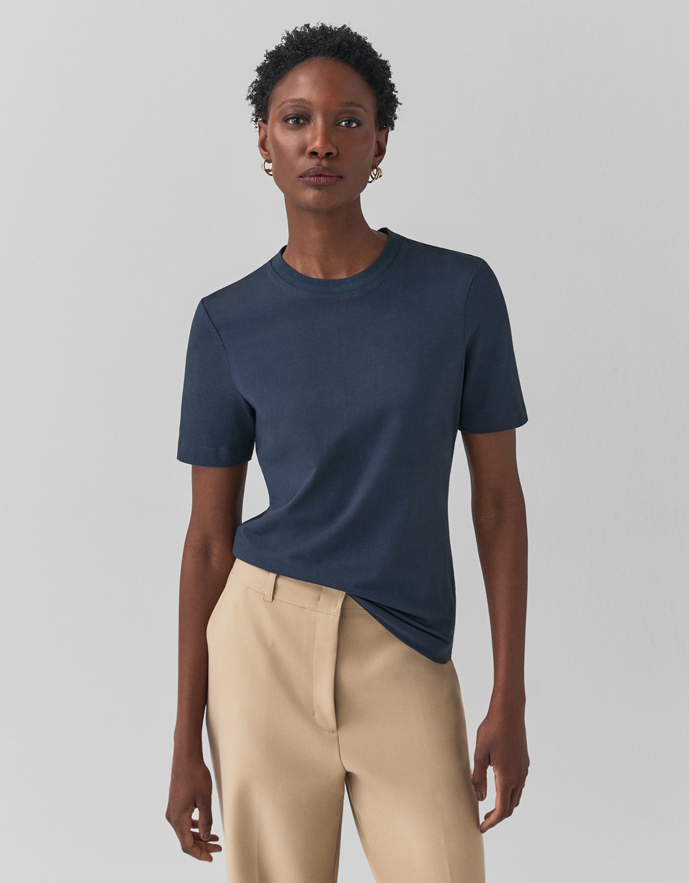 T-Shirt Fit Algodão Azul