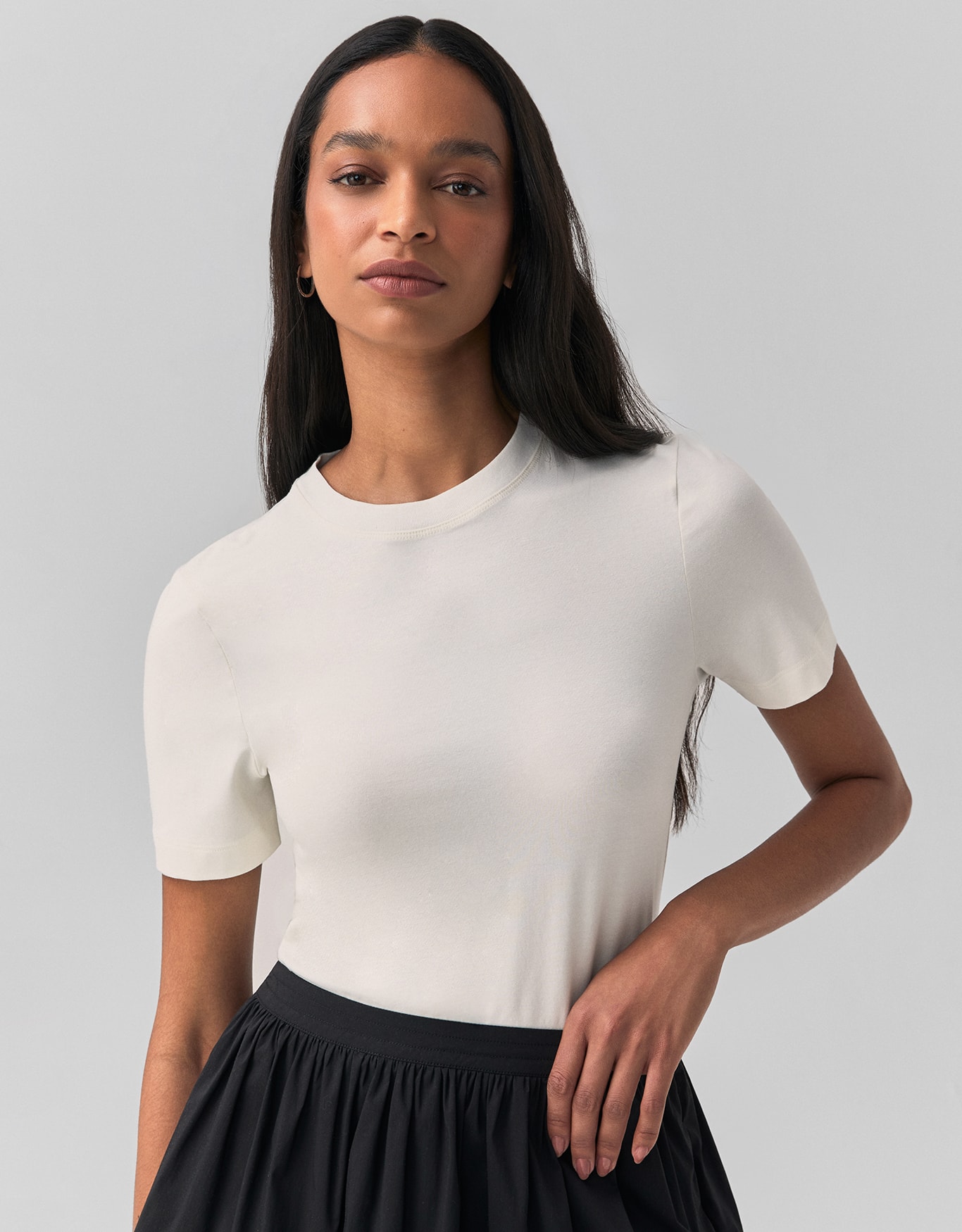 T-Shirt Fit Algodão Off White