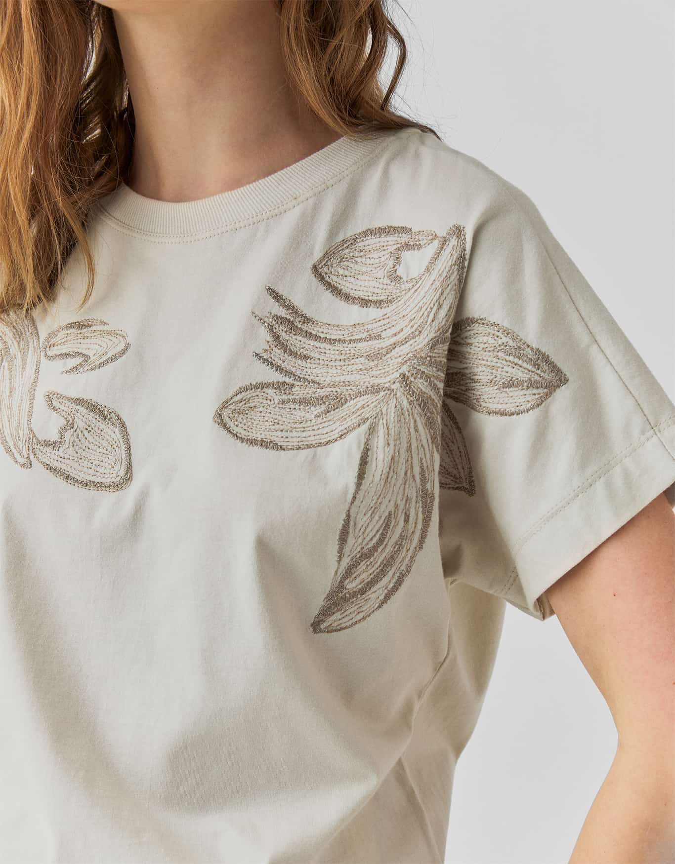 T-Shirt Folhagem Bordado Lurex
