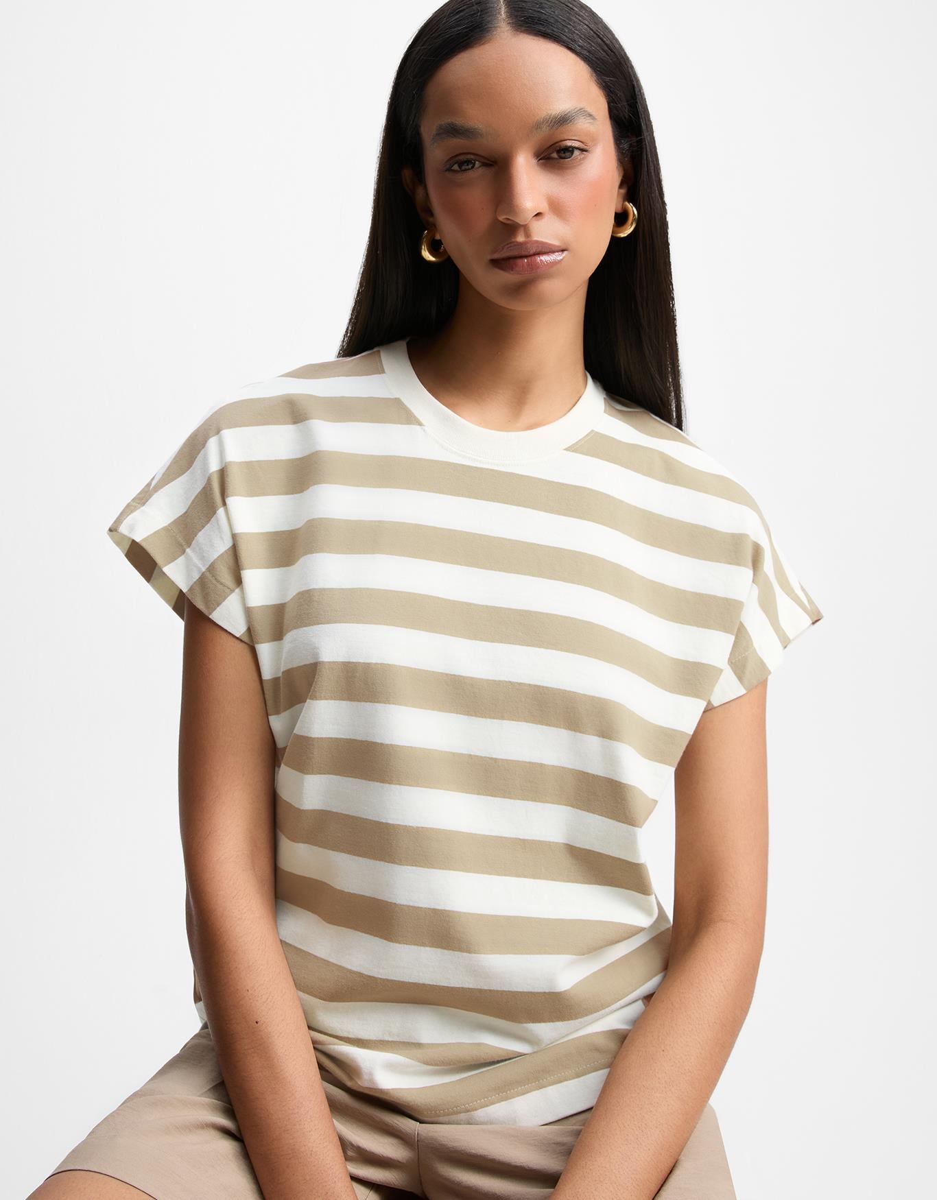 T-Shirt Listrada Algodão