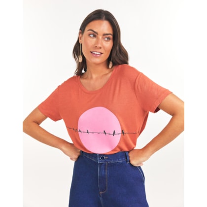 T-Shirt Passaros Bordados