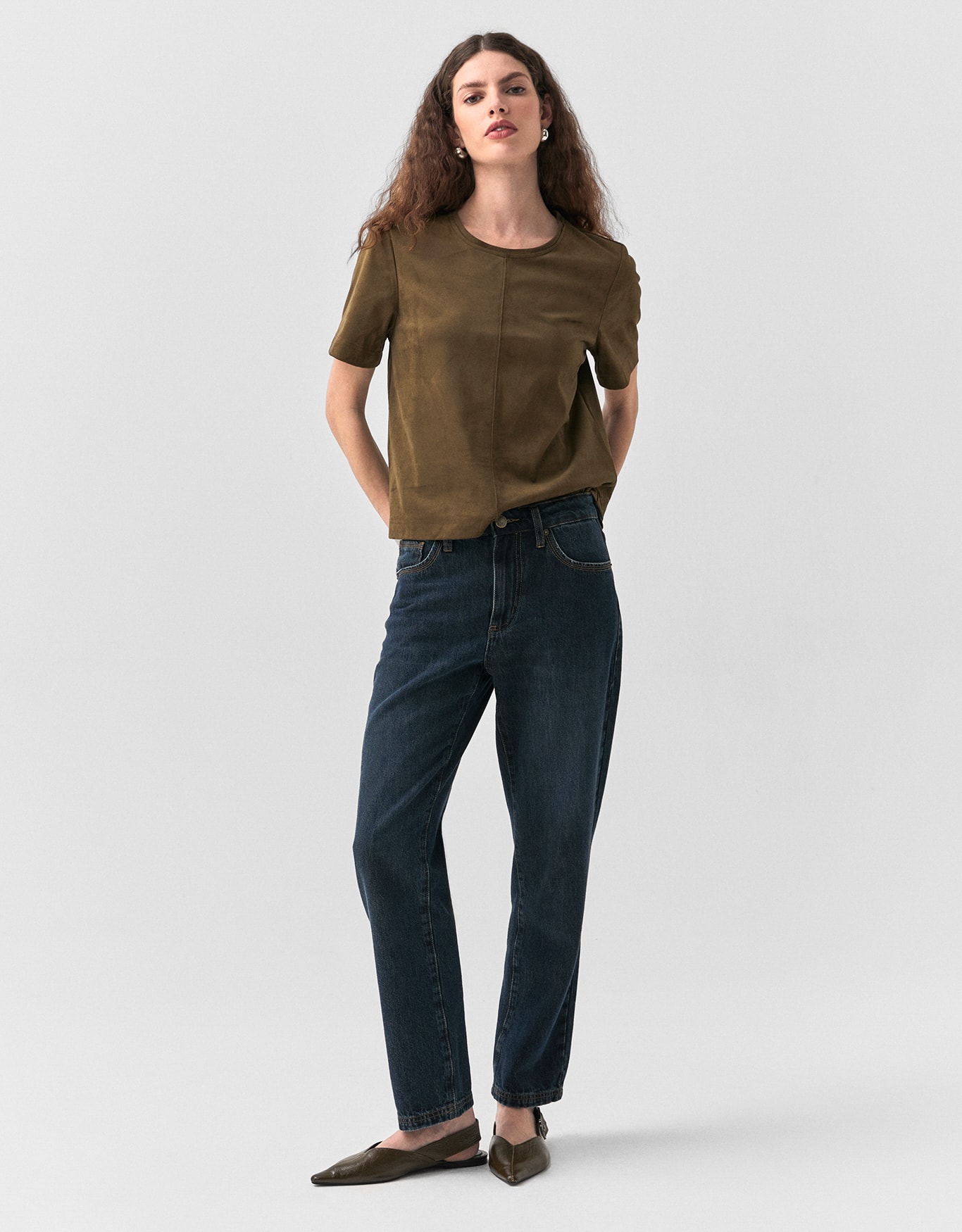 T-Shirt Suede Decote Careca