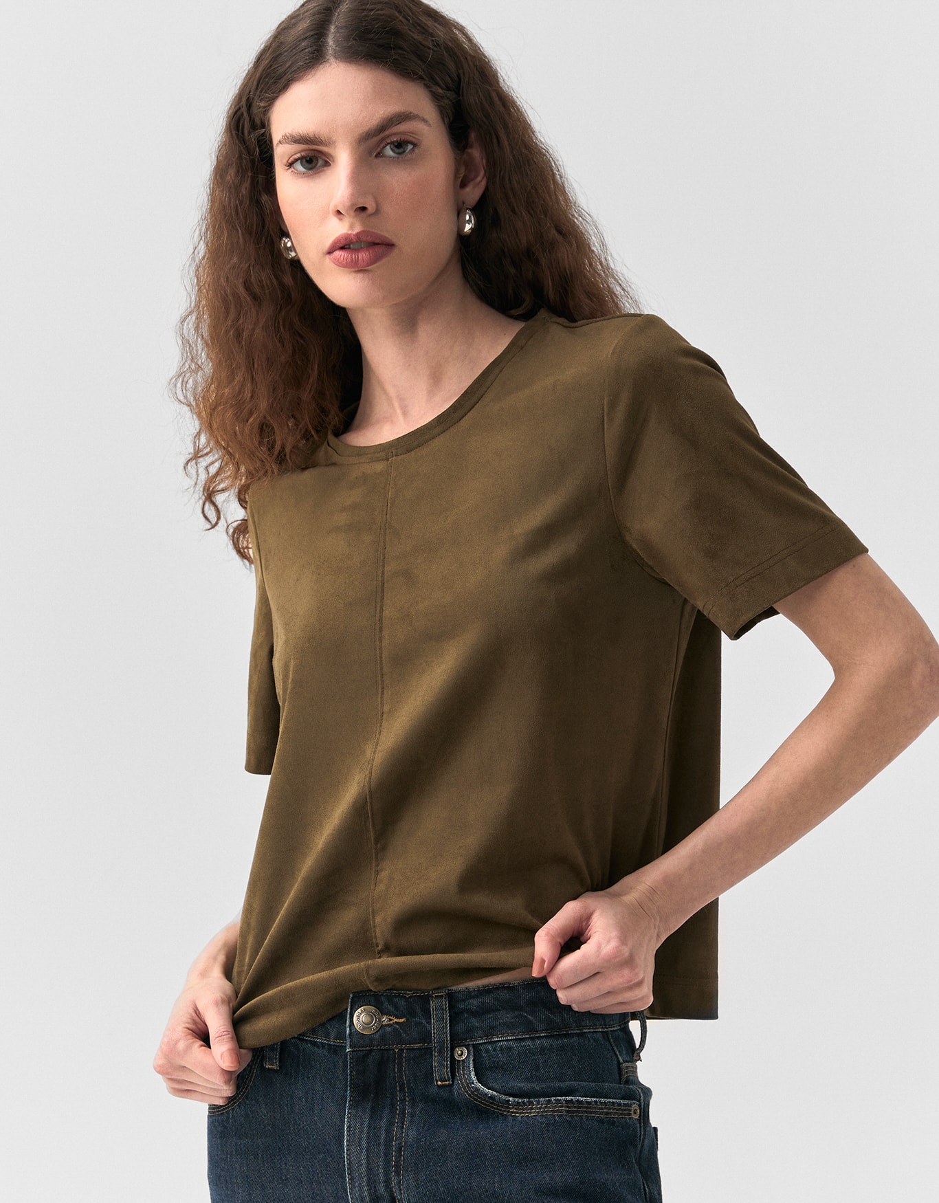 T-Shirt Suede Decote Careca Verde