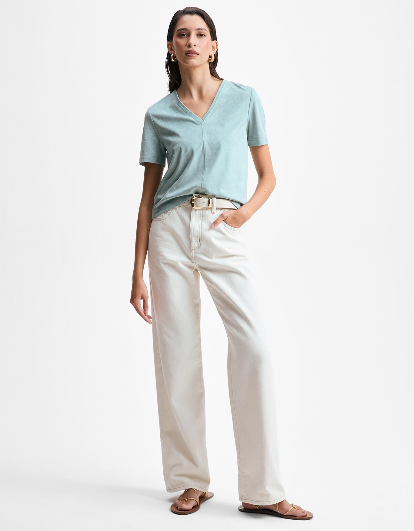 T-Shirt Suede Decote v