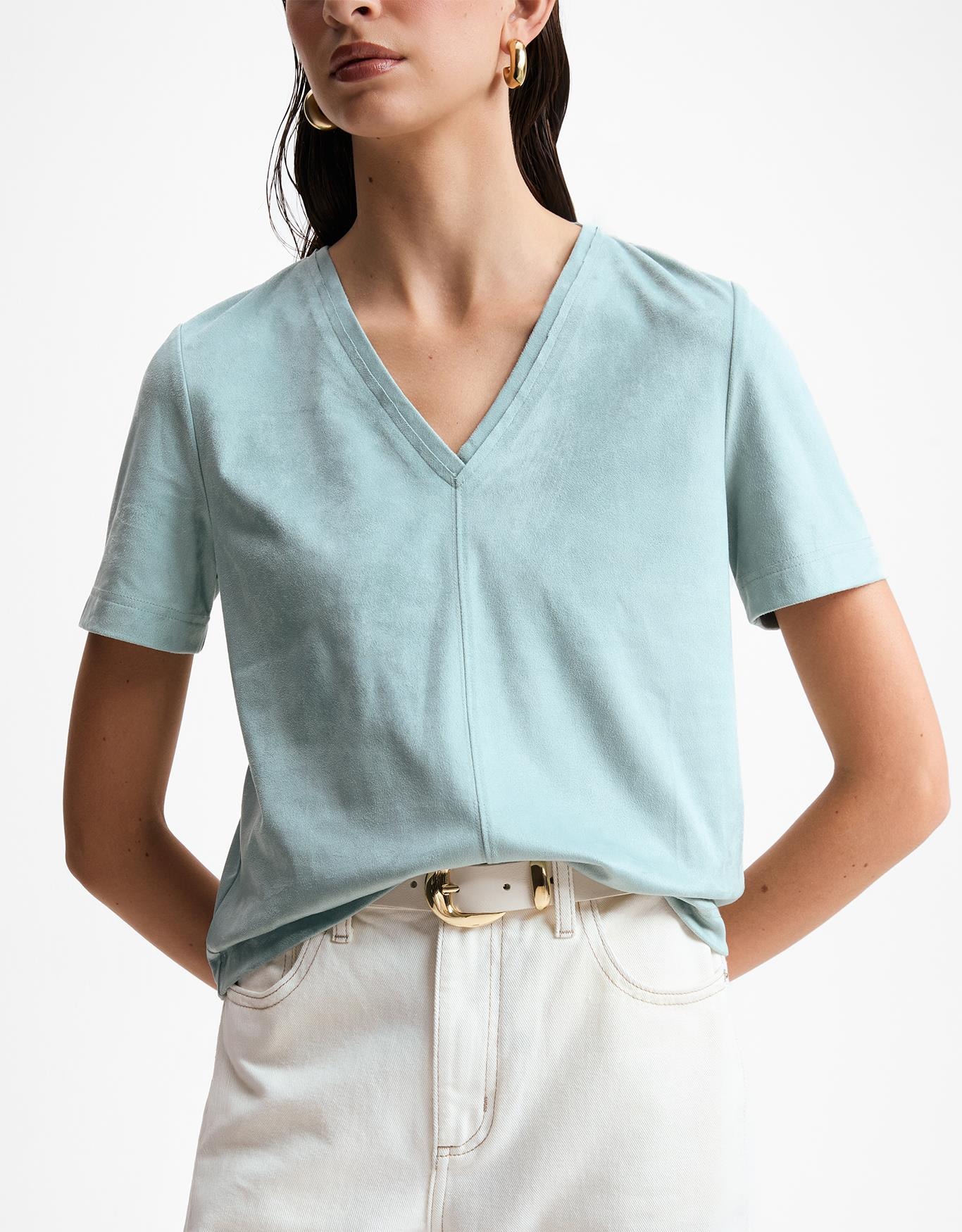 T-Shirt Suede Decote v