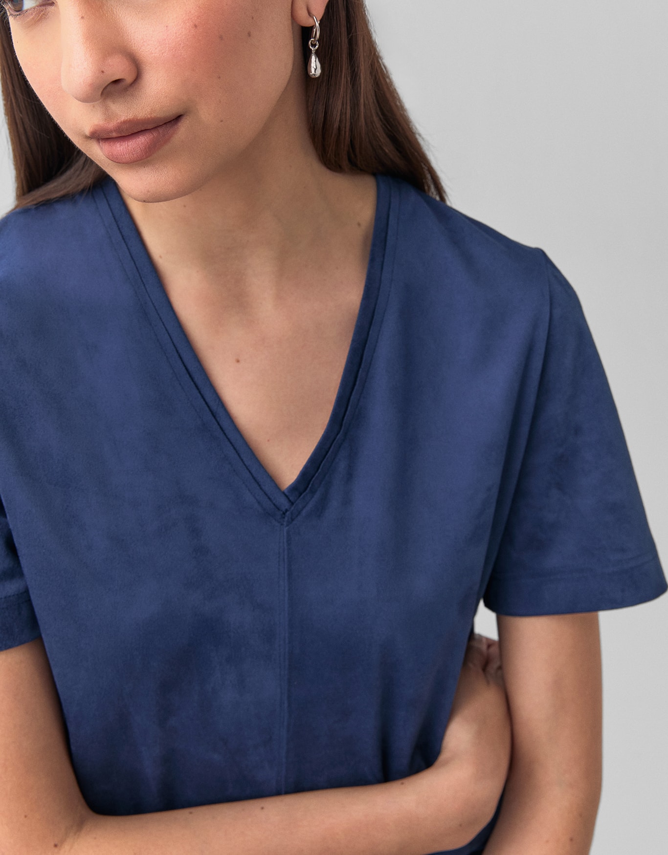 T-Shirt Suede Decote v Navy