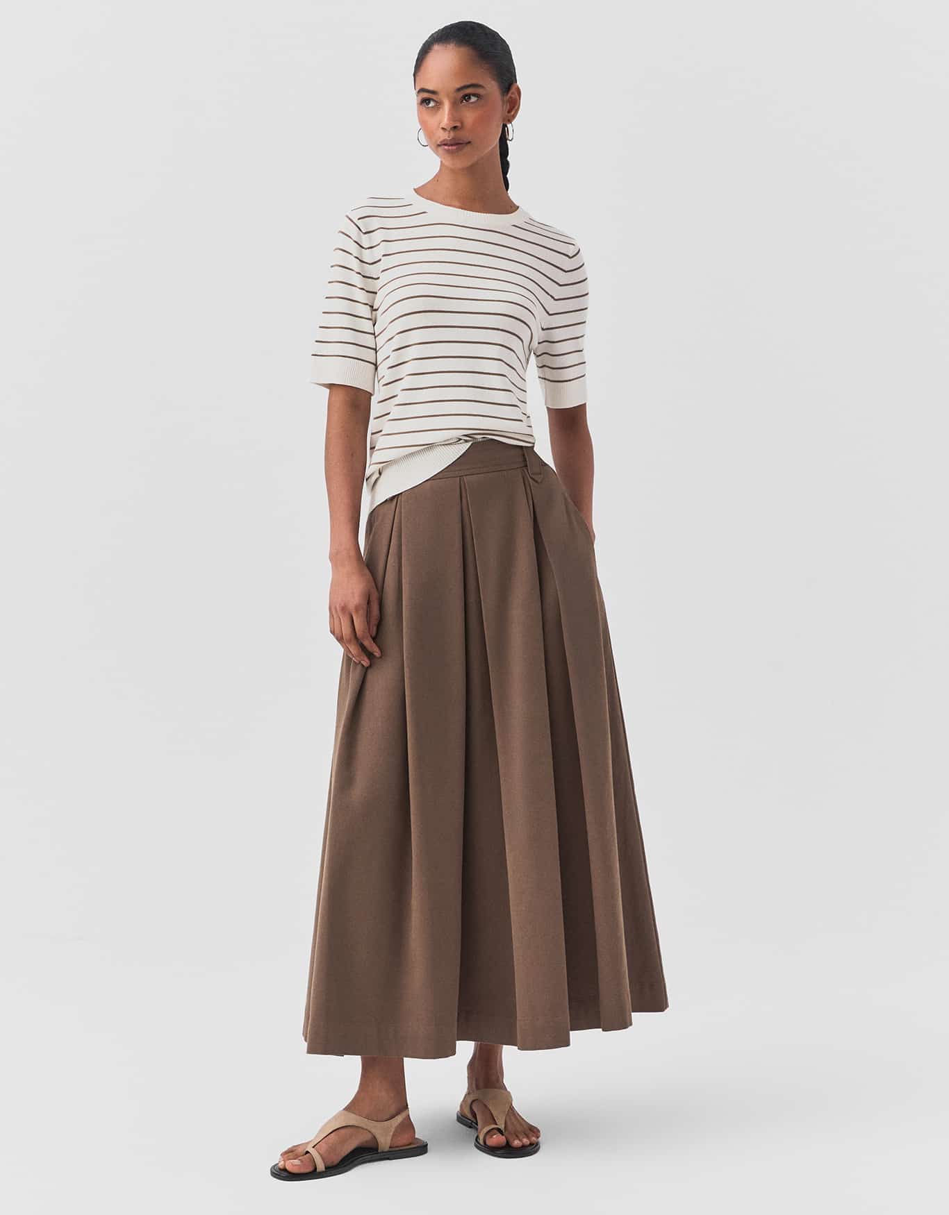 T-Shirt Tricot Básico Listras Fumê