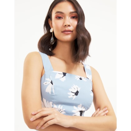 Top Alça Larga Margarida Azul Claro