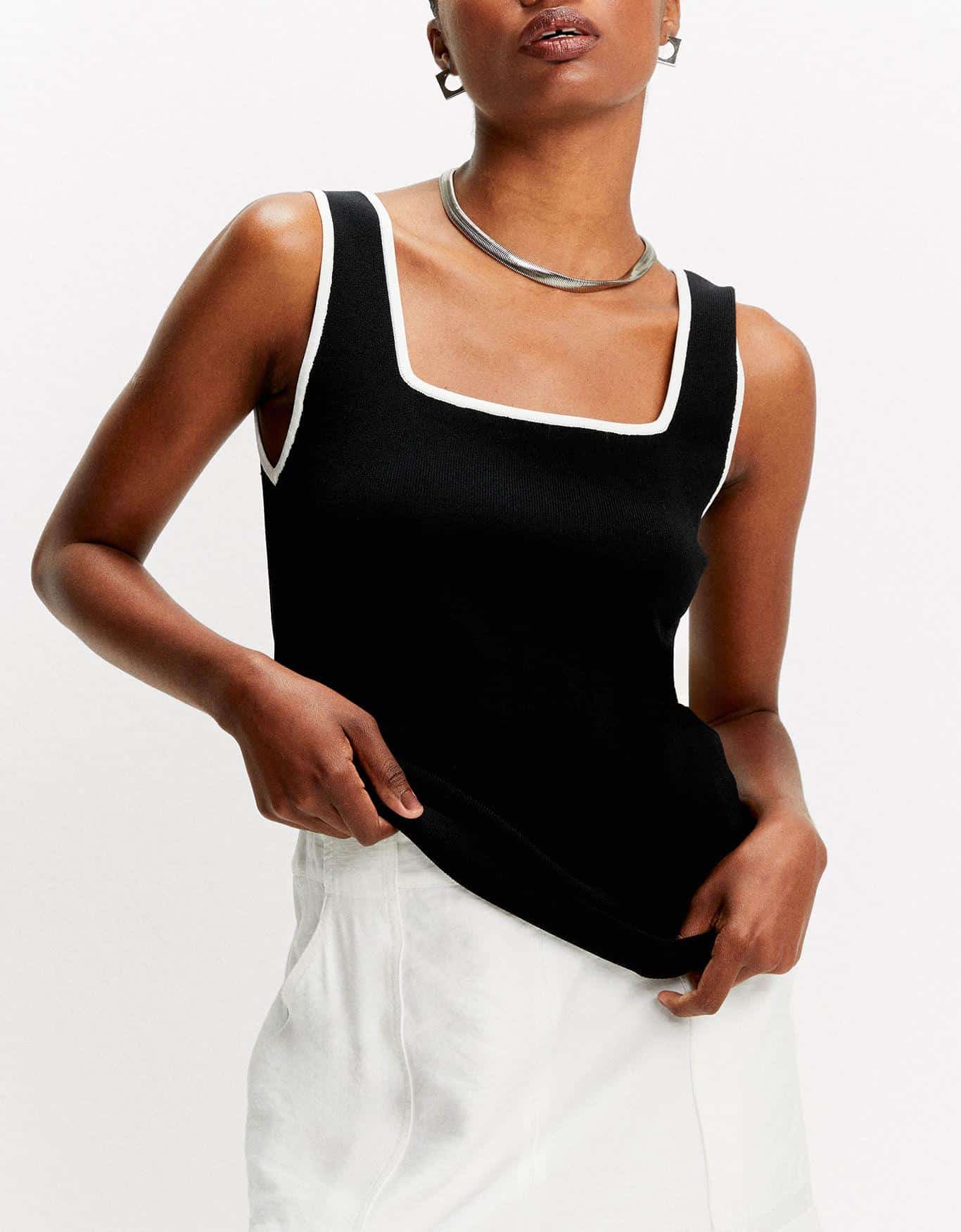 Top Tricot Bicolor Preto 360