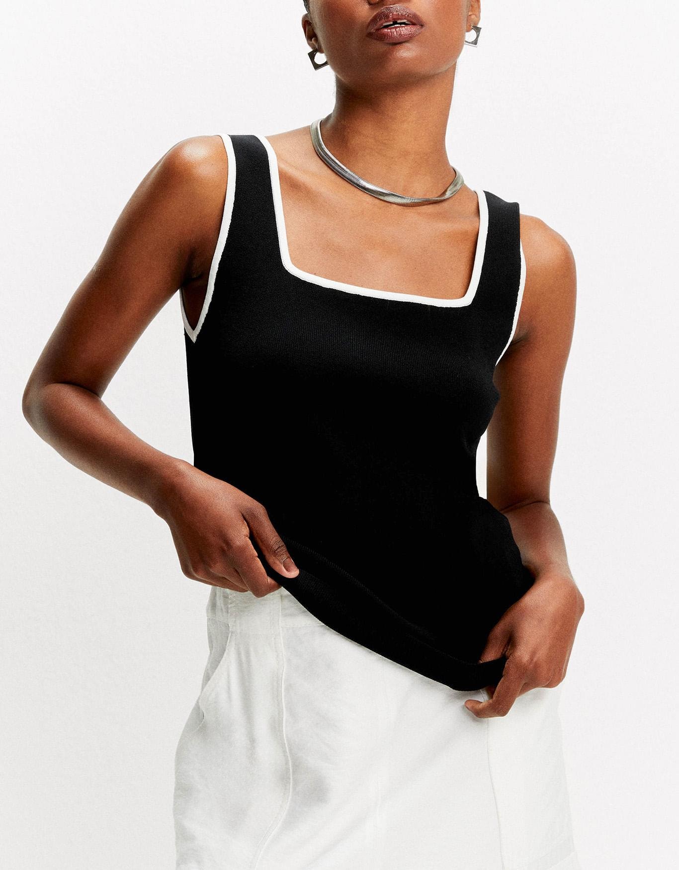 Top Tricot Bicolor Preto 360