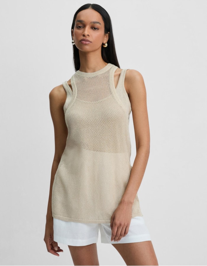 Shoulder — Túnica Tricot Telada Dourada