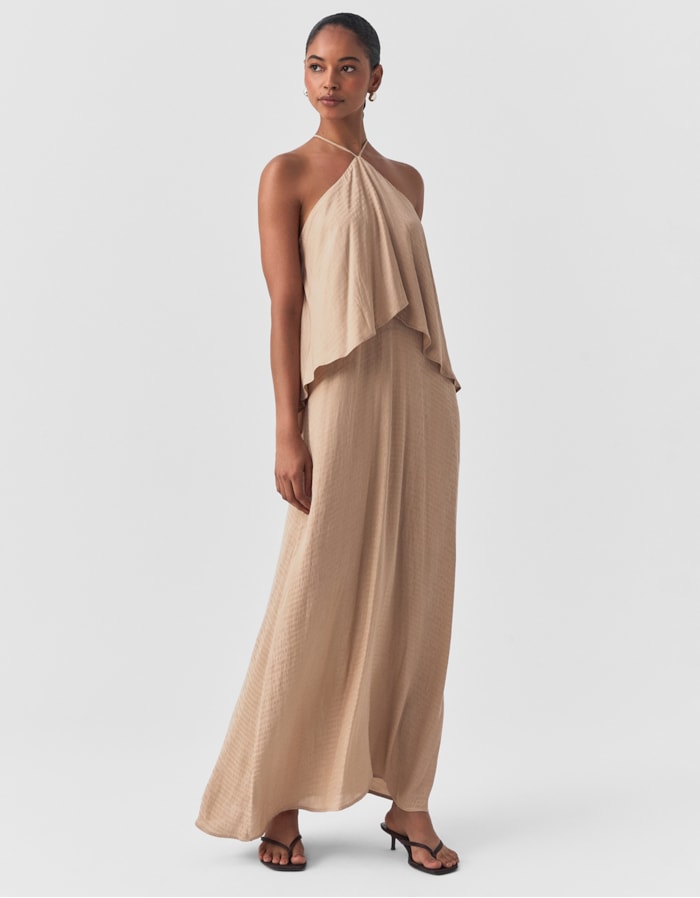 Shoulder — Vestido Acetinado Babados