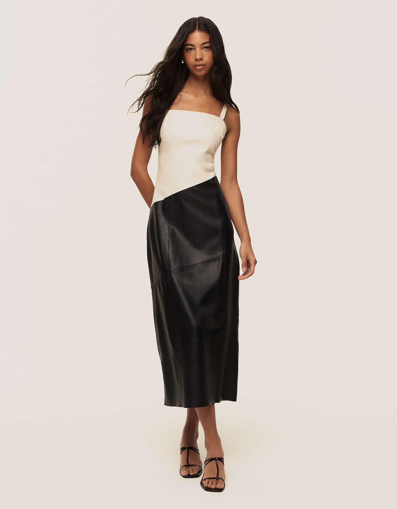 Vestido Bicolor Couro