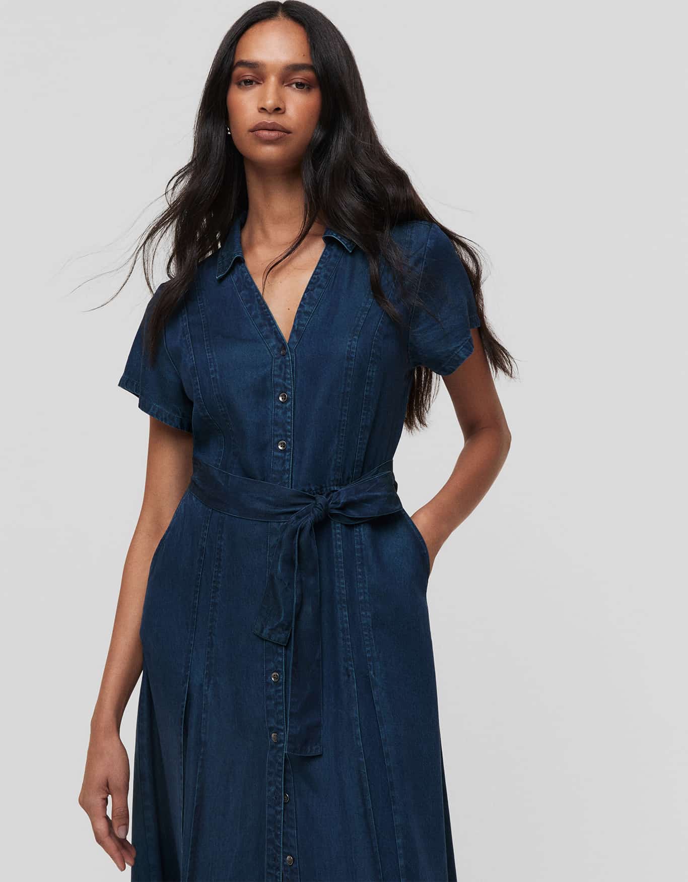 Vestido Chemise Pregas Liocel