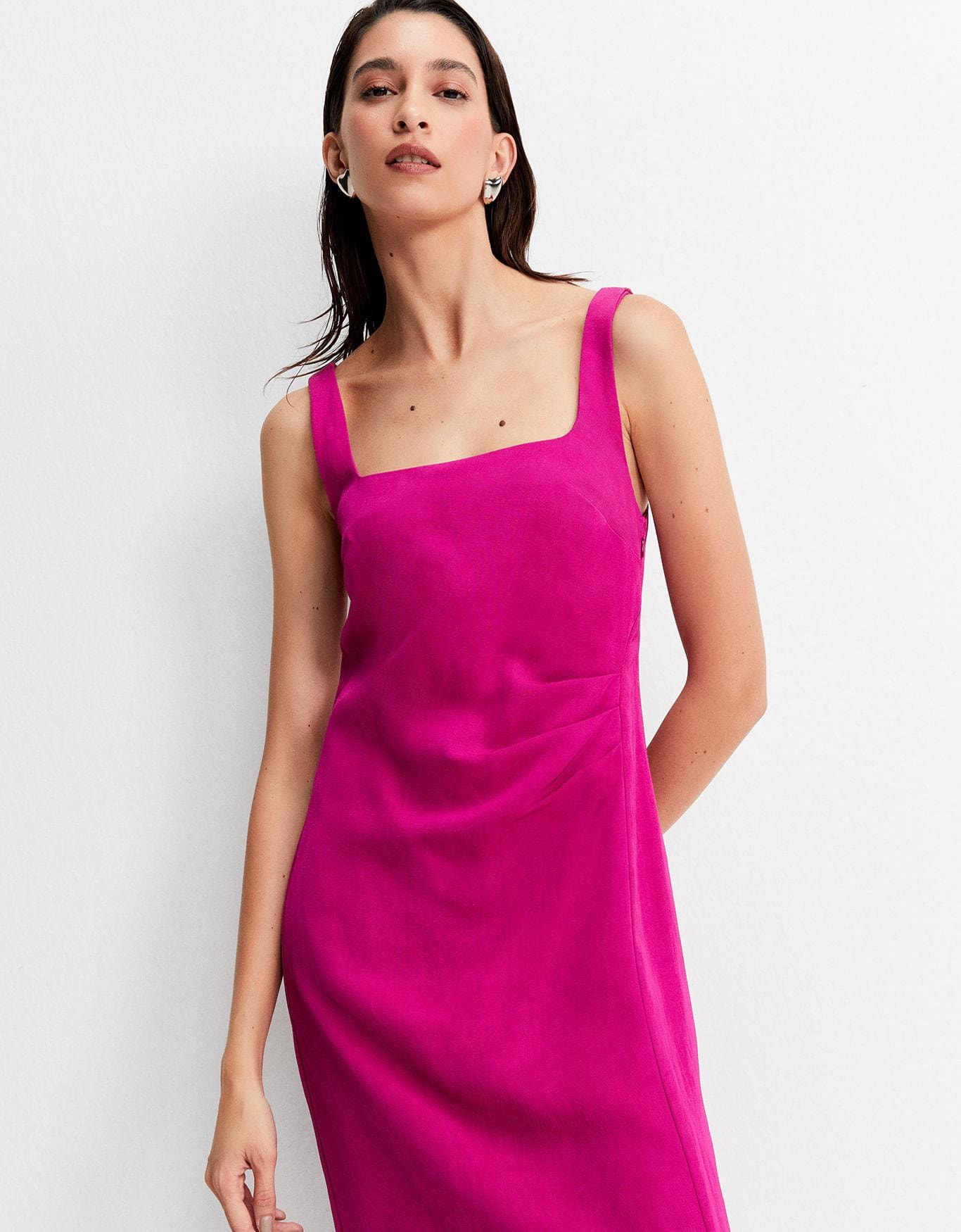 Vestido Drapeado Rosa