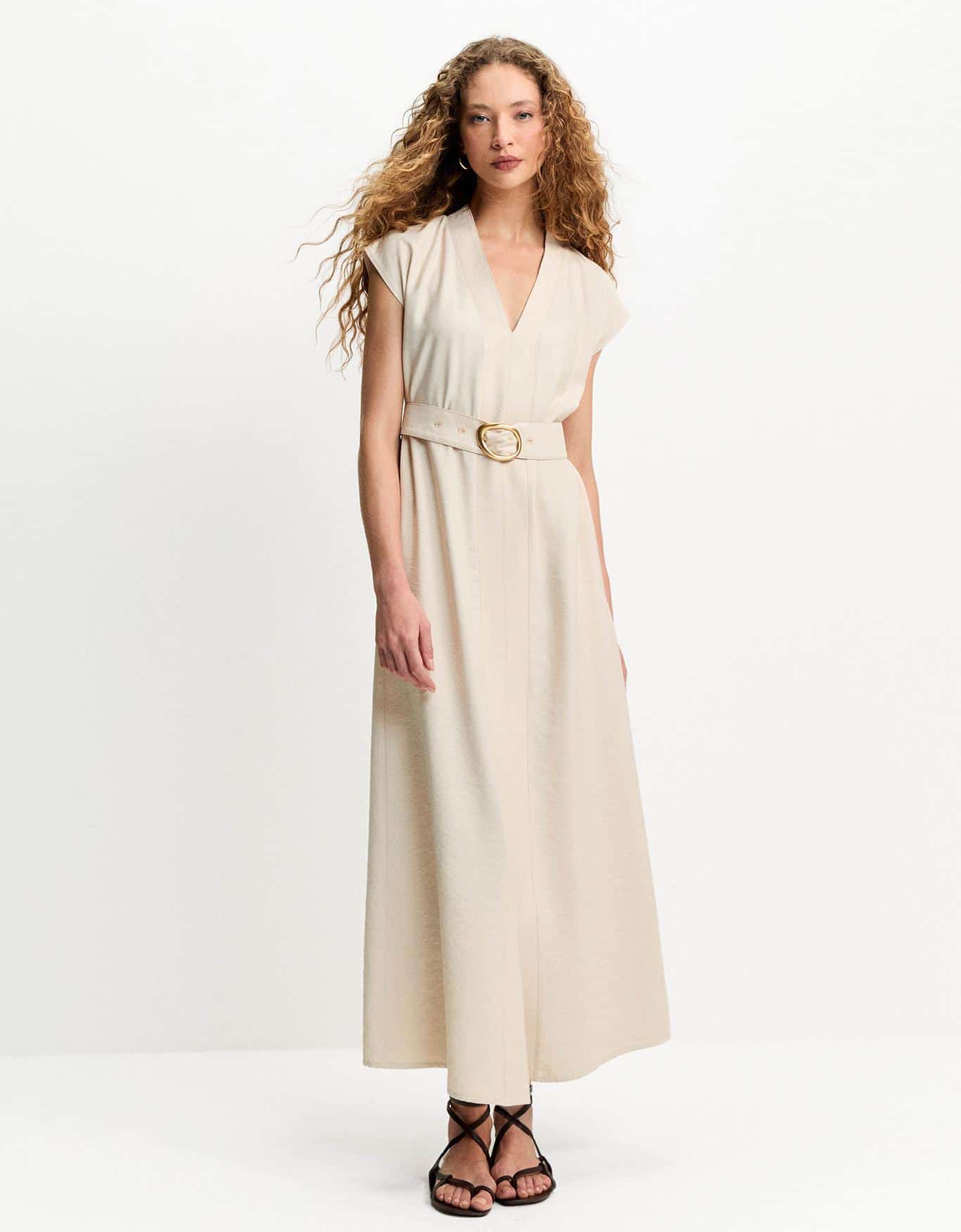 Vestido Evasê Com Cinto