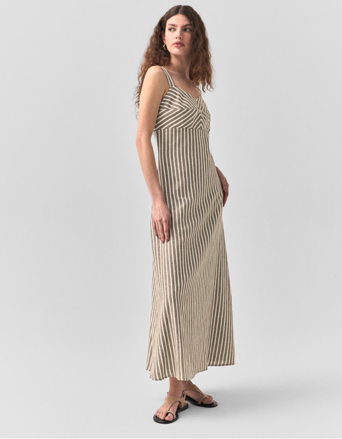 Shoulder — Vestido Fio Tinto Listras